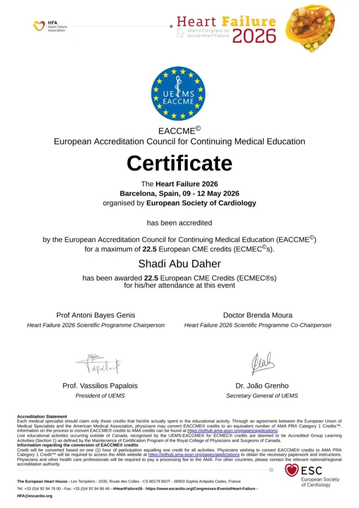 ESC_Barcelona_2026 - Dr. Shadi Abu Daher - Certificate
